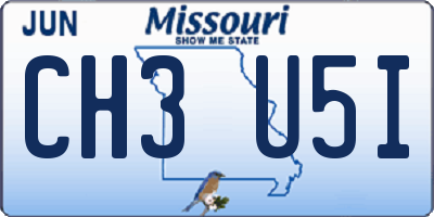MO license plate CH3U5I