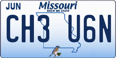 MO license plate CH3U6N