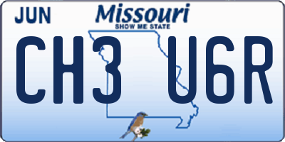 MO license plate CH3U6R