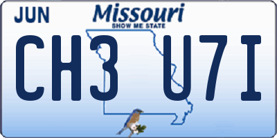 MO license plate CH3U7I