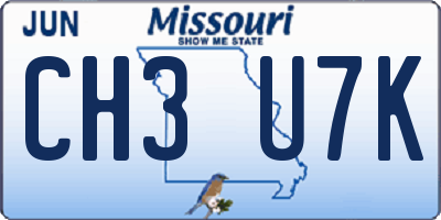MO license plate CH3U7K