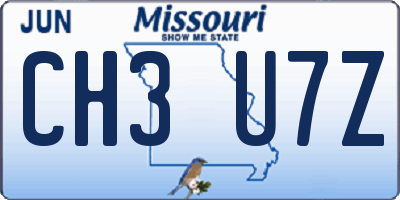 MO license plate CH3U7Z