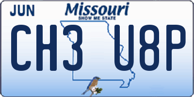 MO license plate CH3U8P