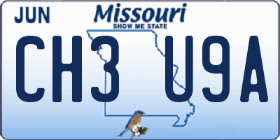 MO license plate CH3U9A