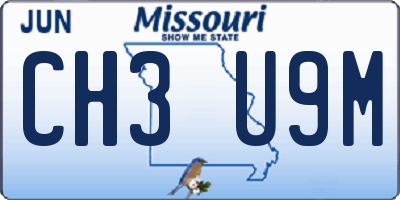 MO license plate CH3U9M