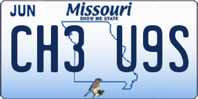 MO license plate CH3U9S