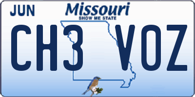 MO license plate CH3V0Z