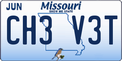 MO license plate CH3V3T