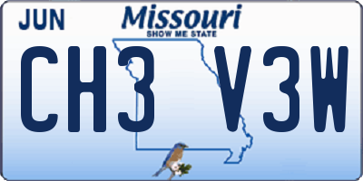 MO license plate CH3V3W