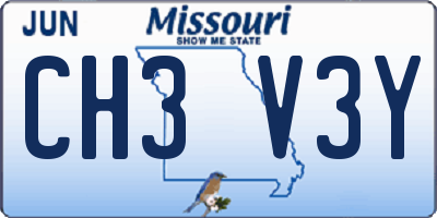 MO license plate CH3V3Y