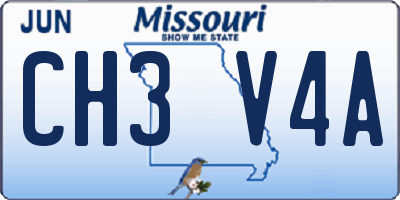 MO license plate CH3V4A