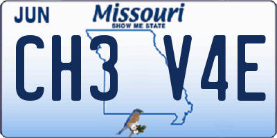 MO license plate CH3V4E