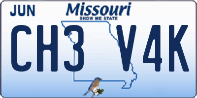 MO license plate CH3V4K