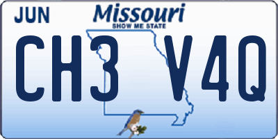 MO license plate CH3V4Q