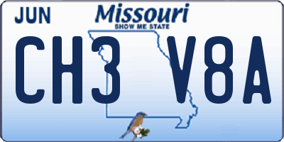 MO license plate CH3V8A