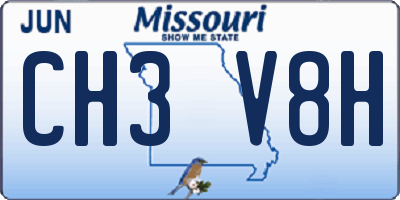 MO license plate CH3V8H