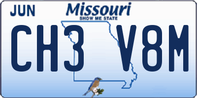 MO license plate CH3V8M