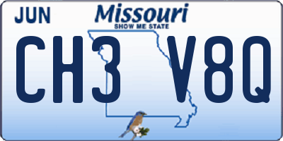 MO license plate CH3V8Q