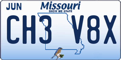 MO license plate CH3V8X
