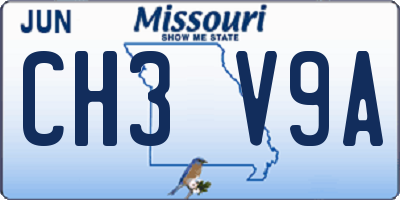 MO license plate CH3V9A