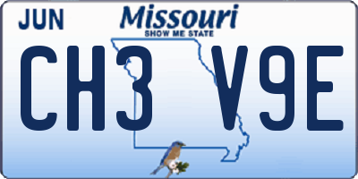 MO license plate CH3V9E