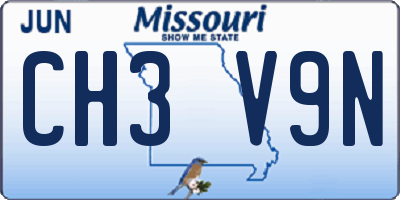 MO license plate CH3V9N