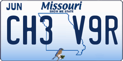 MO license plate CH3V9R