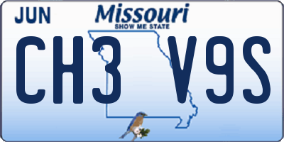 MO license plate CH3V9S