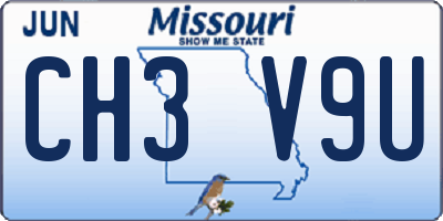 MO license plate CH3V9U