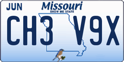 MO license plate CH3V9X