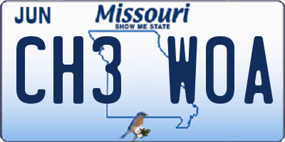 MO license plate CH3W0A