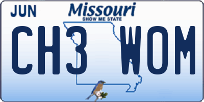 MO license plate CH3W0M