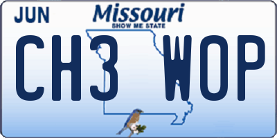 MO license plate CH3W0P