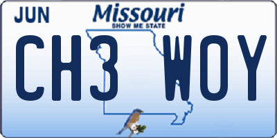 MO license plate CH3W0Y