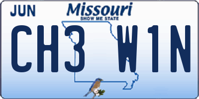 MO license plate CH3W1N