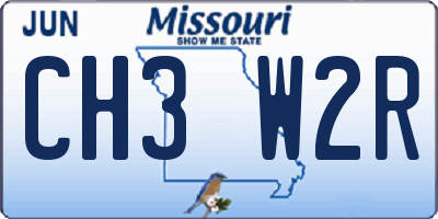 MO license plate CH3W2R