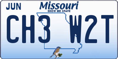 MO license plate CH3W2T