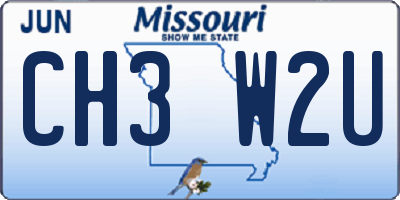 MO license plate CH3W2U