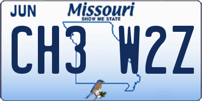 MO license plate CH3W2Z