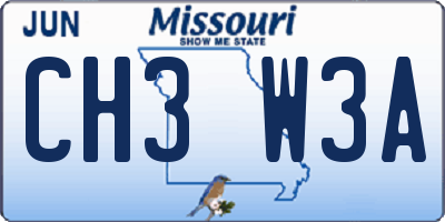 MO license plate CH3W3A