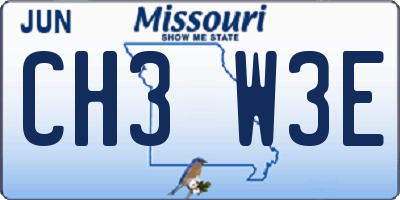 MO license plate CH3W3E
