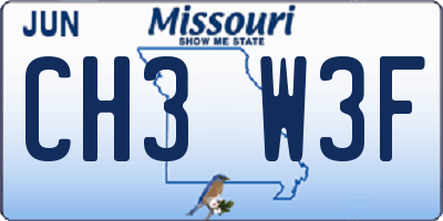 MO license plate CH3W3F