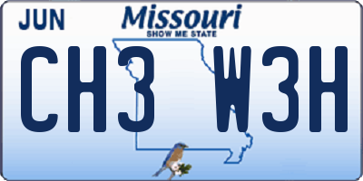MO license plate CH3W3H