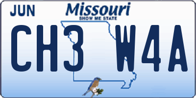 MO license plate CH3W4A