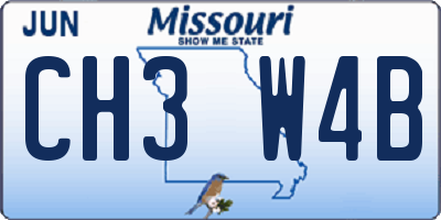 MO license plate CH3W4B
