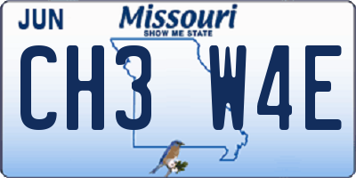MO license plate CH3W4E