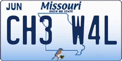MO license plate CH3W4L