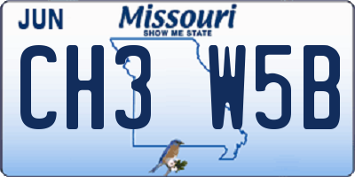 MO license plate CH3W5B