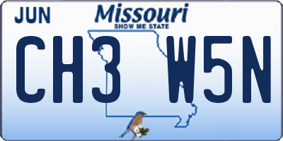 MO license plate CH3W5N