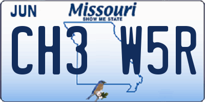 MO license plate CH3W5R